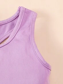 SHEIN 4 件套少女针织纯色圆领短款休闲背心运动服套装 - 彩色 - 查看 3