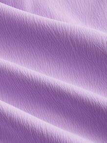 SHEIN MOD 仿鱼骨纹设计浪漫单肩连衣裙 - 紫色 - 查看 4