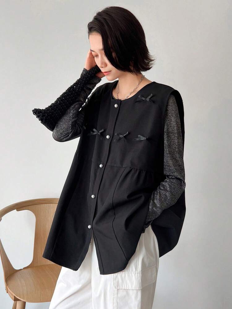 Women's Plain Bow Vest,Fall Clothes Women Jacket Women Coats