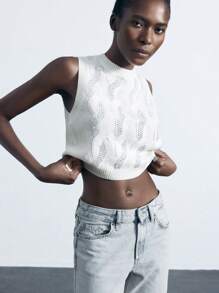 Maija Women's Solid Color Minimalist Sleeveless Sweater - Grey - View 1