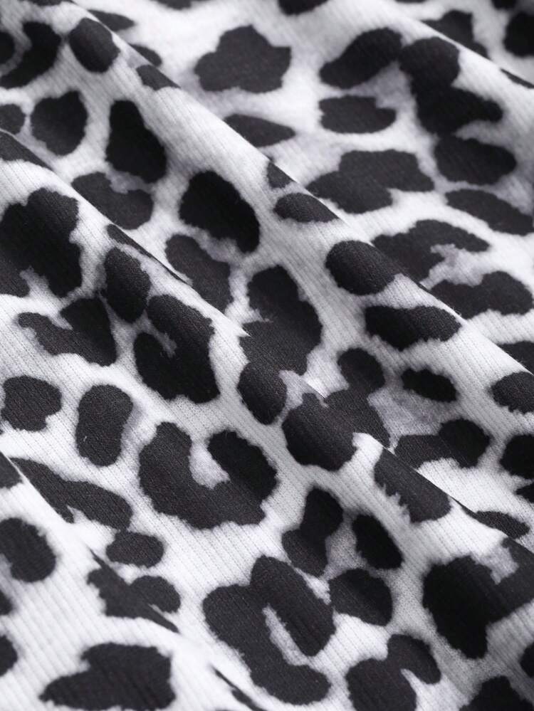 Women's Spring & Summer Leopard Print Round Neck Long Sleeve Fitted T-Shirt,Fall Clothes
