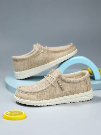 Kids' Loafers & Oxford Shoes, Slip-On Linen Shoes, Breathable Mesh Casual Skateboard Shoes For Boys And Girls