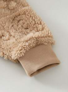 Sparklyn Tween Girl 2014 秋冬新款毛绒熊爪、猫爪和熊耳朵保暖斜挎包和夹克套装 - 卡其色 - 查看 6