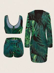 Swim Lushoire 女士夏季热带印花泳衣套装