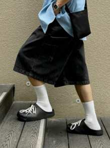 DAZY Men's Summer Solid Color Washed Distressed Denim Jeans - Black - View 7