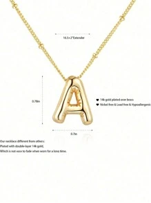 1 件装泡泡字母项链气球首字母项链女士精致字母吊坠充气名字个性化珠宝礼物情人节、情人节婚礼、生日、妈妈、母亲、母亲节、礼物 - 金色 - 查看 7