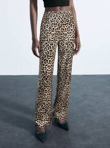 Maija 女士豹纹直筒宽松休闲裤 - 彩色 - 查看 4