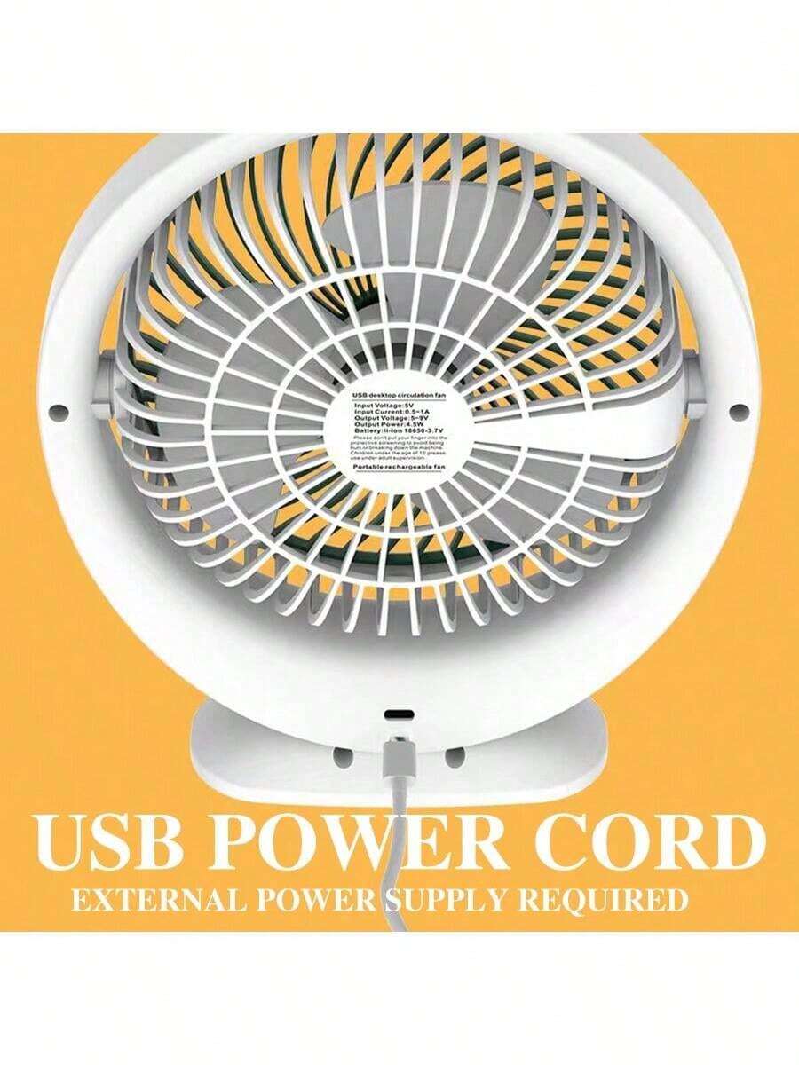 1pc USB Powered Desktop Fan, Home Office Portable Desk Fan, Quiet