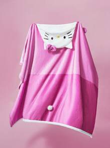 HELLO KITTY AND FRIENDS | SHEIN Kitty Embroidered Bow Decor Cute Wearable Blanket