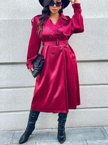 SHEIN Unity Áo khoác dài tay cổ bẻ cài nút phía trước cỡ lớn, thường ngày - Màu tím - Xem 6