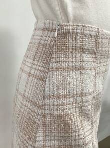 FRIFUL Women's Plaid A-Line Mini Skirt Fall,Winter - Apricot - View 4