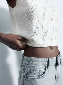 Maija Women's Solid Color Minimalist Sleeveless Sweater - Grey - View 7