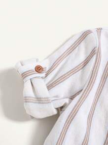 Cozy Pixies 2 piezas Conjunto de niño bebé de cárdigan a rayas de colores con cuello y pantalones cortos casuales