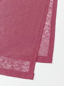 SHEIN Unity Sleeveless Solid Color Hollow Out Minimalist Sheer Long Top, Casual Wear - Red Violet - View 4