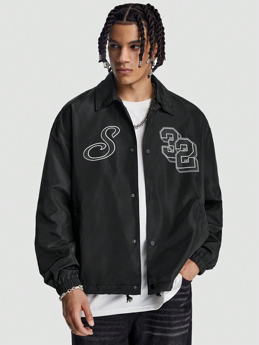 Manfinity VCAY 男士宽松印花长袖夹克和外套，适合秋冬