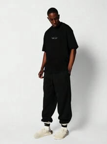 SUMWON Tee With Letter/Number & Paisley Bandana Graphic Print - Black - View 4