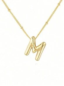 1 件装泡泡字母项链气球首字母项链女士精致字母吊坠充气名字个性化珠宝礼物情人节、情人节婚礼、生日、妈妈、母亲、母亲节、礼物 - 金色 - 查看 10