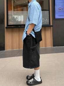 DAZY Men's Summer Solid Color Washed Distressed Denim Jeans - Black - View 2