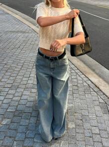 Forever 21 Fall & Winter Women Beige Christmas/Fitted/Bzsic/Cute/Crew Neck /Back To School/Homecoming/Plain/Teacher/Business Casual/Office Wear/Turtleneck/Essentials Knit Sweater - Apricot - View 5