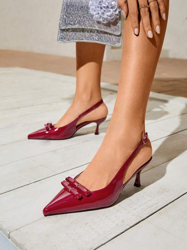 CUCCOO CHICEST Tacones altos rojos con moño pequeño de moda para mujeres, tacones de graduación, tacones de baile de graduación para verano, Navidad, otoño, Año Nuevo, Día de San Valentín