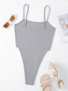 INAWLY Women's Solid Color Sleeveless Bodysuit, Sports Style, Summer