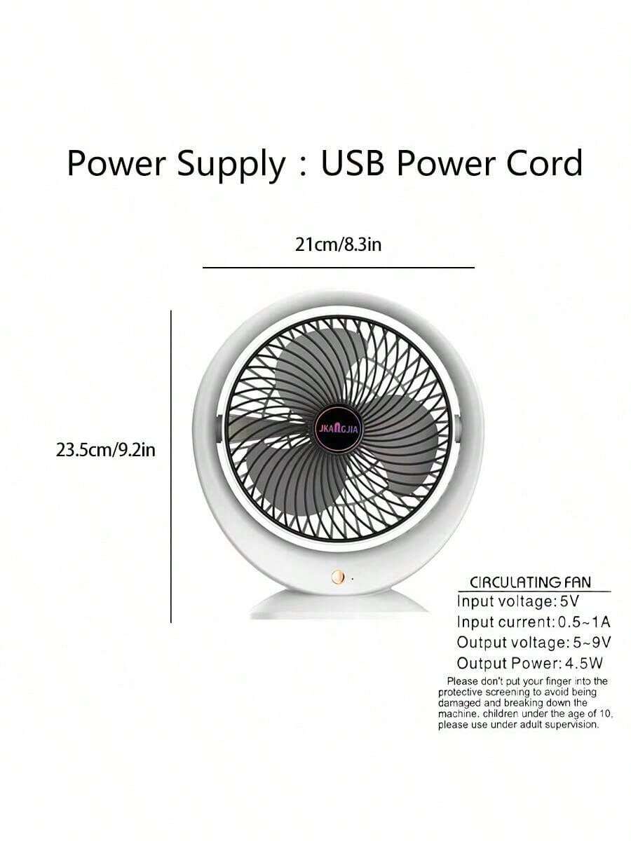 1pc USB Powered Desktop Fan, Home Office Portable Desk Fan, Quiet