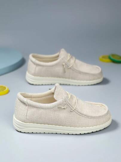 儿童乐福鞋和牛津鞋休闲一脚蹬亚麻鞋，透气网布时尚运动鞋，适合男孩和女孩