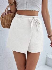 SHEIN Frenchy Casual Women Summer Shorts White - White - View 3