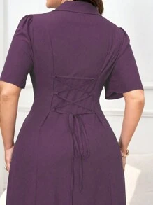 Modelyn Đầm Maxi Tay Ngắn Mùa Hè Màu Trơn Cỡ Lớn Đầm Dạ Hội Dài Cho Nữ - Màu tím - Xem 6