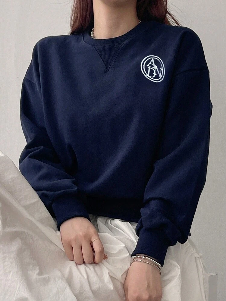 Women's Loose Letter Printed Crew Neck Sweatshirt,Long Sleeve Tops,Fall Clothes