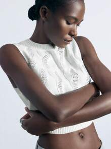 Maija Women's Solid Color Minimalist Sleeveless Sweater - Grey - View 3