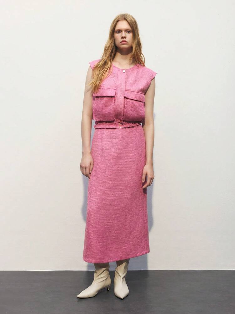 SHEIN Maija Women's Solid Color Backless Slit Elegant Skirt