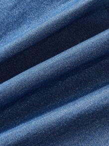 Aloruh Women's Elegant, Romantic, Fashionable, Casual, Commuting, Daily Vacation, Dating, Travel, Simple Blue Slim Fit Denim Effect Knitted Corset Bra Mini Dress