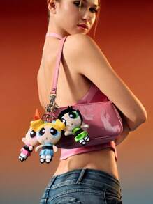 THE POWERPUFF GIRLS X SHEIN 1 件可爱卡通人物毛绒吊坠包配件 - 彩色 - 查看 3