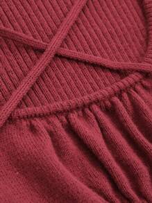 DAZY Suéter de cuello anudado para mujer, ropa de otoño para volver a la escuela y fiestas