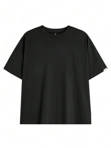 Manfinity VCAY 男士加大休闲耶稣印花落肩宽松 T 恤，夏季，图案 T 恤 - 黑色 - 查看 6