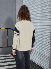 Girls Anime Style Crew Neck Loose Fit Knit Sweater, Autumn