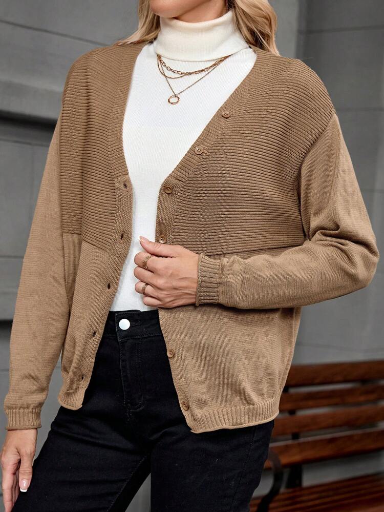 Fall Women Clothes,Women's Long-Sleeve Cardigan With Button Decoration, V-Neck Fall Sweaters