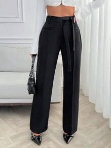 EURMUSE HIGH RISE FLARED TROUSERS - Black - View 6