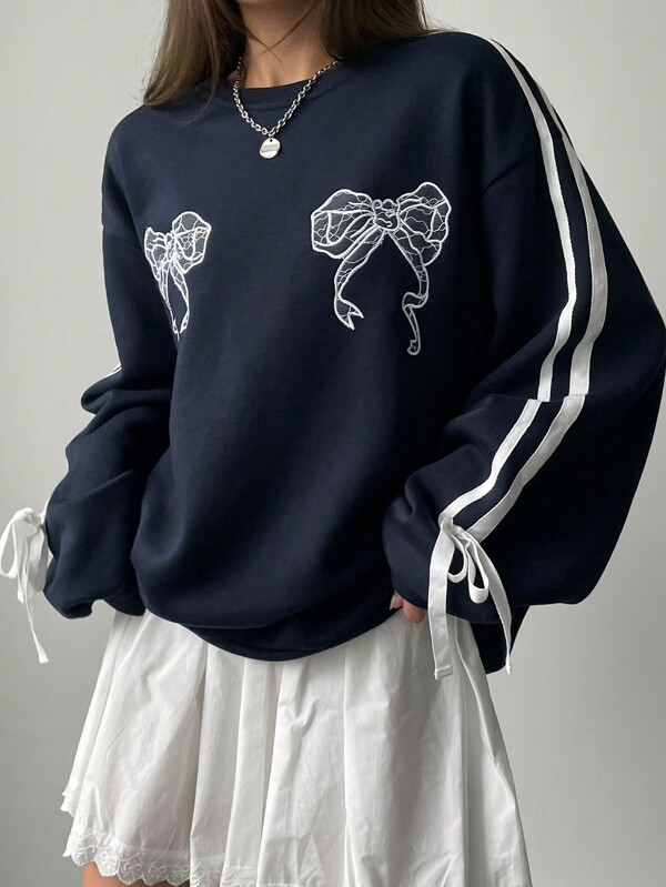 DAZY Casual Women Sweatshirt With Bowknot Ballerina Design,Fall Women Clothes