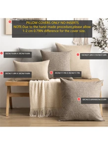 1pc Decorative Faux Linen Light Gray Pillow Cover, Modern Farmhouse Style Throw Pillow Case, Rustic Woven Texture, Suitable For Living Room, Bedroom, Car, Bed, Chair, Sofa Cushion - Light Grey - View 3