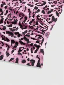 ROMWE Grunge Punk Y2K Leopard Print Women Halter Neck Cami - Multicolor - View 4