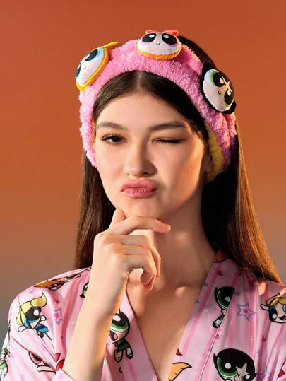 THE POWERPUFF GIRLS X SHEIN 1 件装撞色可爱卡通人物贴花弹力发圈，适用于家居、浴室装饰、夏季，Y 2 K