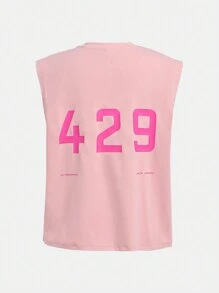SHEIN Tween Boy Knitted Solid Color Letter Print Vest And Anti-Walk Shorts Sports Set - Multicolor - View 15