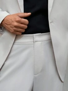 Manfinity VCAY 2pcs Men Loose Fit Casual Solid Color Long Sleeve Cardigan Jacket And Elastic Waist Straight Pants Suit