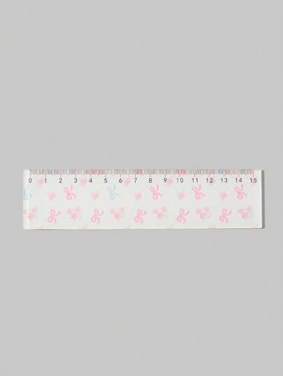 Kawaii 1pc Back To School Student Cartoon Pink Bow & Rose Patterned Ruler With Measurement Scale