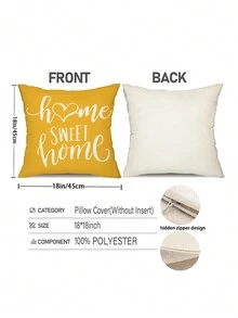 4 vỏ gối họa tiết sóng hình học, trang trí nhà mùa xuân/hè, vỏ đệm quà tặng Thích hợp cho giường, ghế sofa, ngoài trời, v.v., không bao gồm đệm - Màu vàng - Xem 3