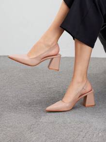 CUCCOO BIZCHIC Apricot Pointed Toe Block Heel Pumps, Fashion High Heels For Work, Date, Party, Wedding, Vacation Spring Shoes Spring Break Easter For Christmas