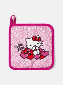 HELLO KITTY AND FRIENDS | SHEIN Maldives & Trilu Chip Print Heat Resistant Kitchen Baking Accessories, Choose From Gloves Or Pot Holders, Oven-Friendly, Thick Pad Insulation - Red - View 6