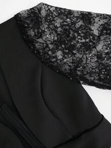 Hauture 女式低胸蕾丝喇叭袖上衣 - 黑色 - 查看 8